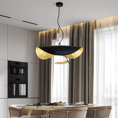 Creative Black Gold Chandelier UFO Brass Pendant Light