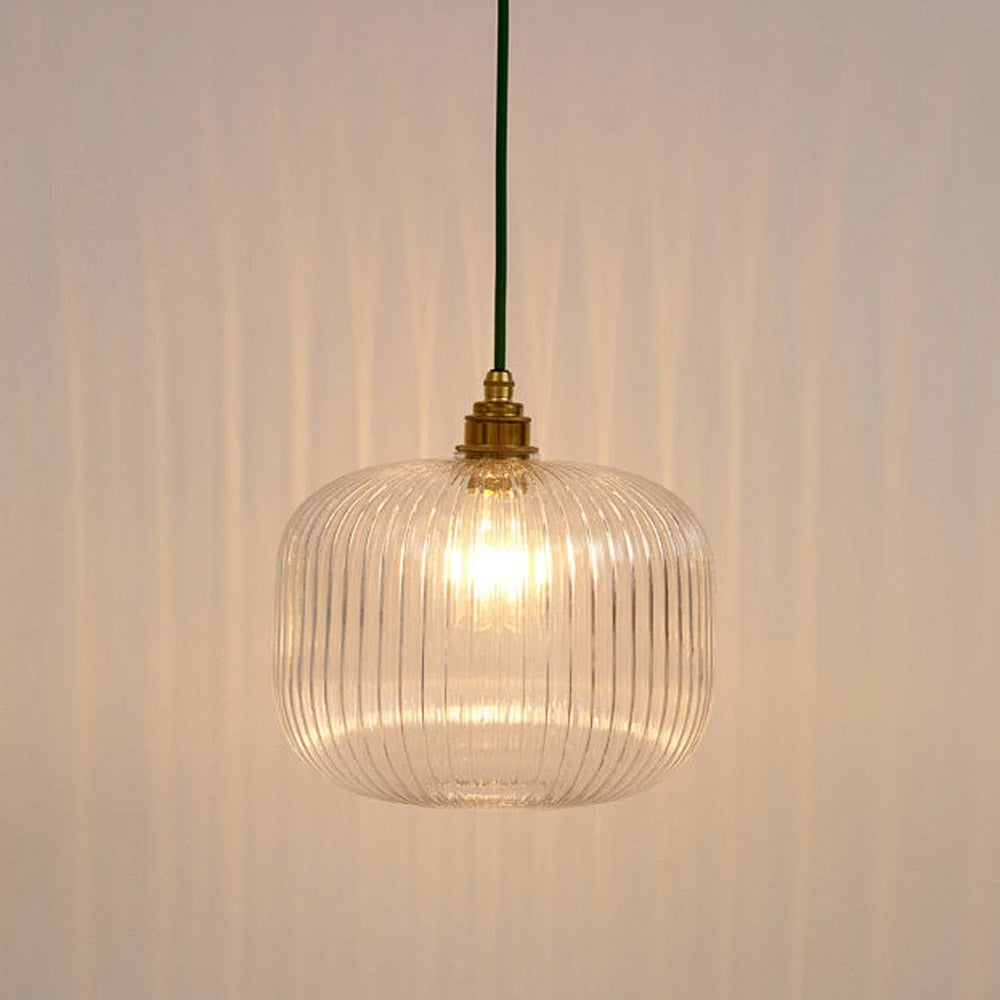 Luxury Modern Indoor Pendant Light With Ribbed Clear Glass