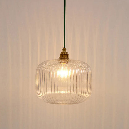 Luxury Modern Indoor Pendant Light With Ribbed Clear Glass