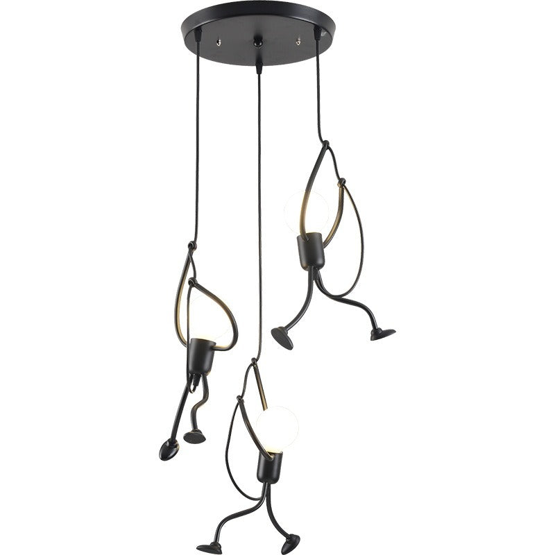 Modern Creative Iron People Lamp Adjustable Height Iron Chandelier