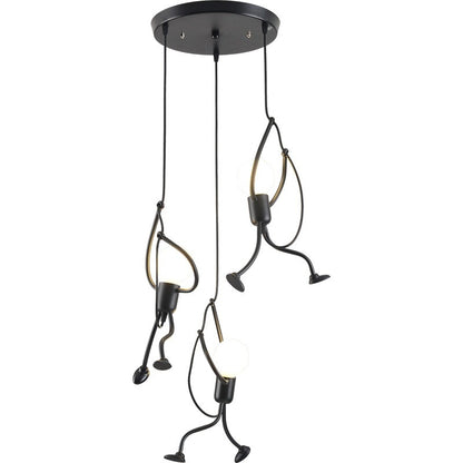 Modern Creative Iron People Lamp Adjustable Height Iron Chandelier