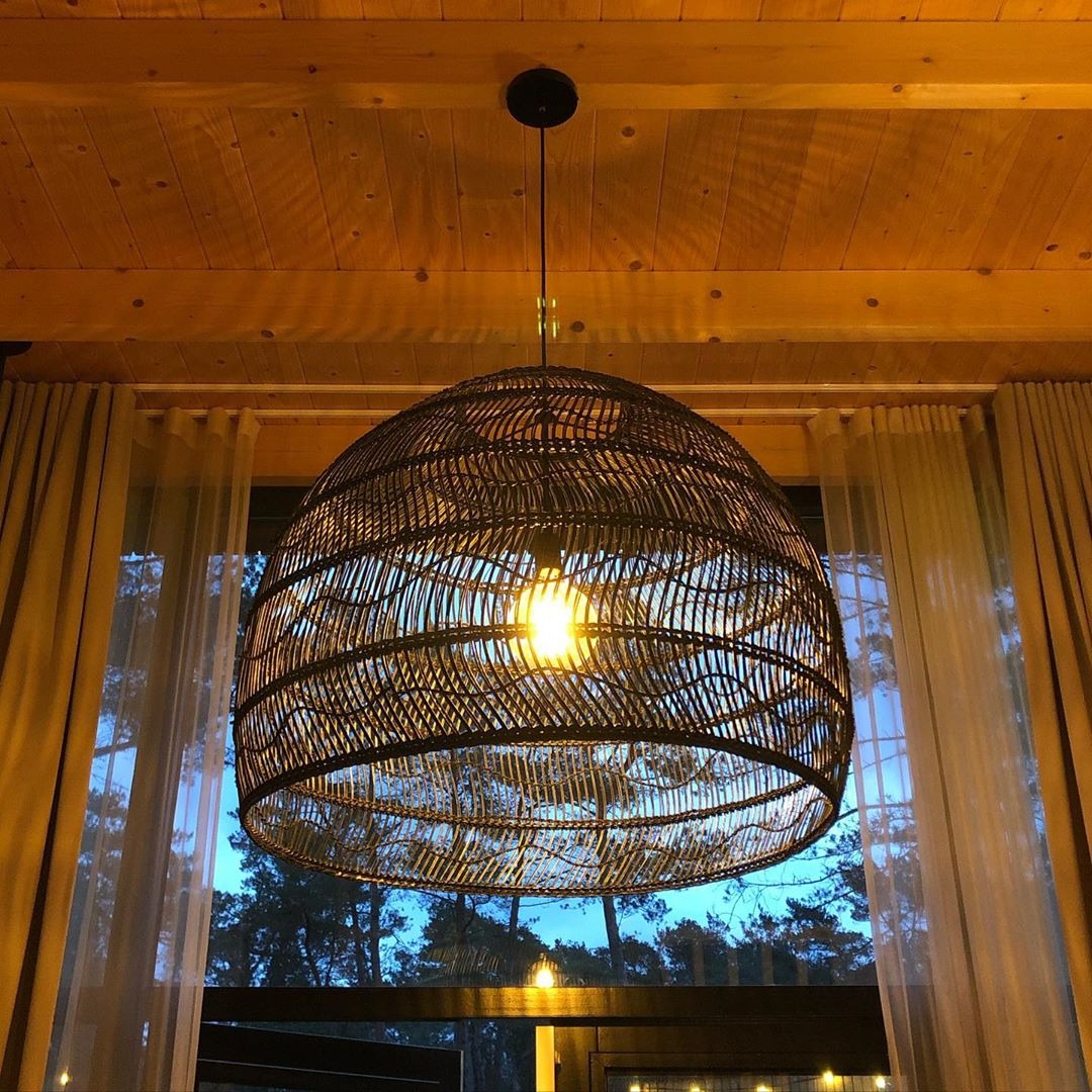 Hand-Woven Rattan Dome Pendant Light - Organic Boho Wicker Chandelier