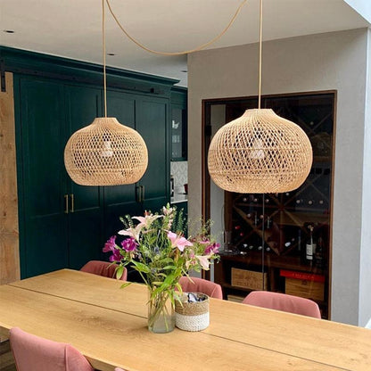 Handmade Rattan Lampshade Wicker Lamp Rustic Pendant Light
