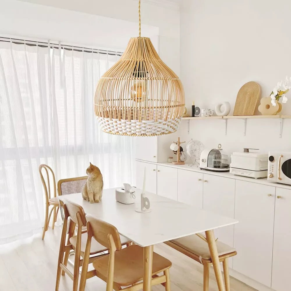White Thread Bamboo Pendant Light Lamp Shade