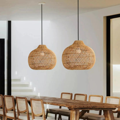 Handmade Rattan Lampshade Wicker Lamp Rustic Pendant Light