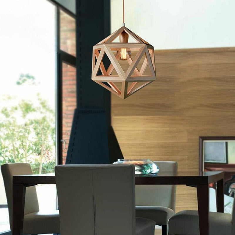 Nordic Loft Style Geometric Wooden Modern Pendant Light