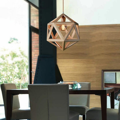 Nordic Loft Style Geometric Wooden Modern Pendant Light