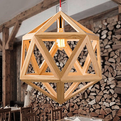 Nordic Loft Style Geometric Wooden Modern Pendant Light-[Modern pendant lighting for bedroom and living space]-Demolights UK