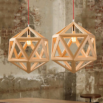 Nordic Loft Style Geometric Wooden Modern Pendant Light