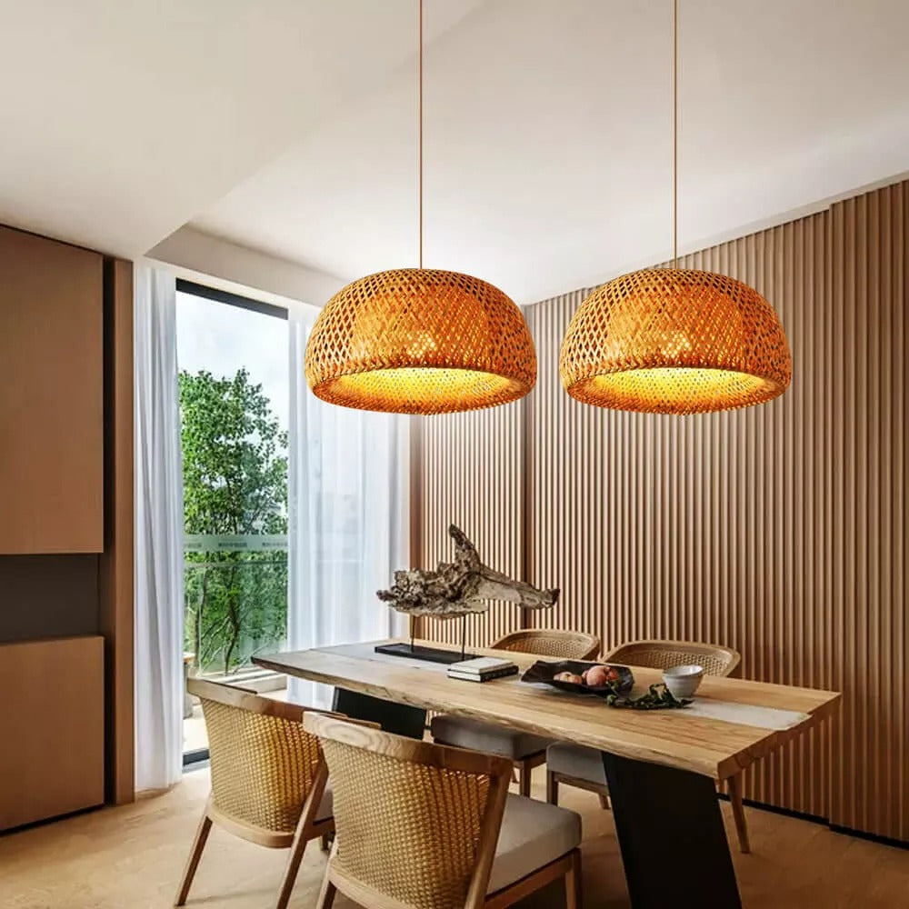 Demolights Nordic Pendant Light Weaving Rattan Ceiling Wicker Shade for ...