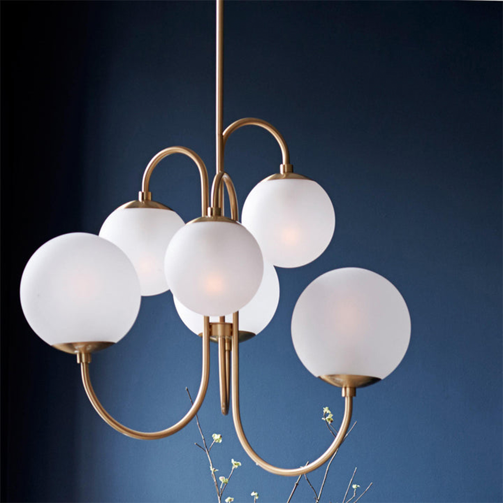 Metal Glass Gooseneck Chandeliers