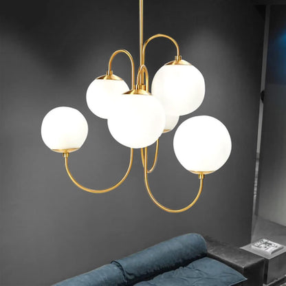 Metal Glass Gooseneck Chandeliers