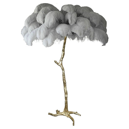 Luxury Ostrich Feather Brass Floor Lamp