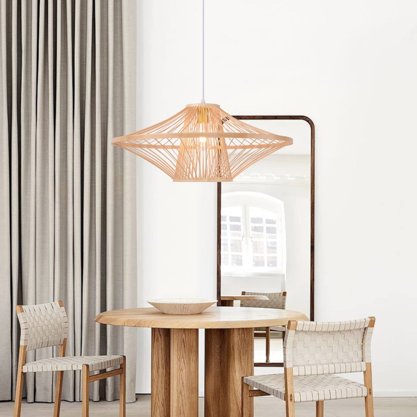 Handmade Bamboo Pendant Light Artistic - Japandi Saucer Bamboo Chandelier