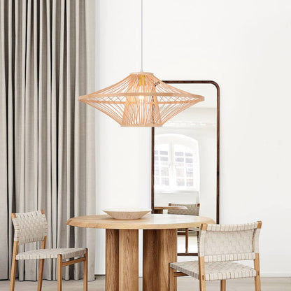 Handmade Bamboo Pendant Light Artistic - Japandi Saucer Bamboo Chandelier