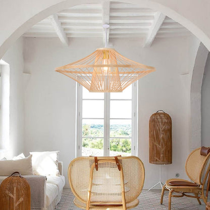 Handmade Bamboo Pendant Light Artistic - Japandi Saucer Bamboo Chandelier