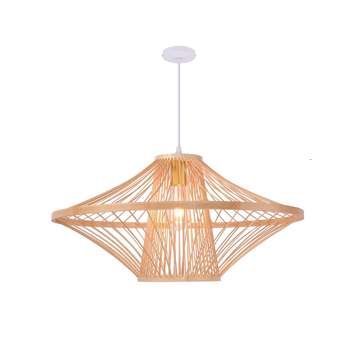 Handmade Bamboo Pendant Light Artistic - Japandi Saucer Bamboo Chandelier