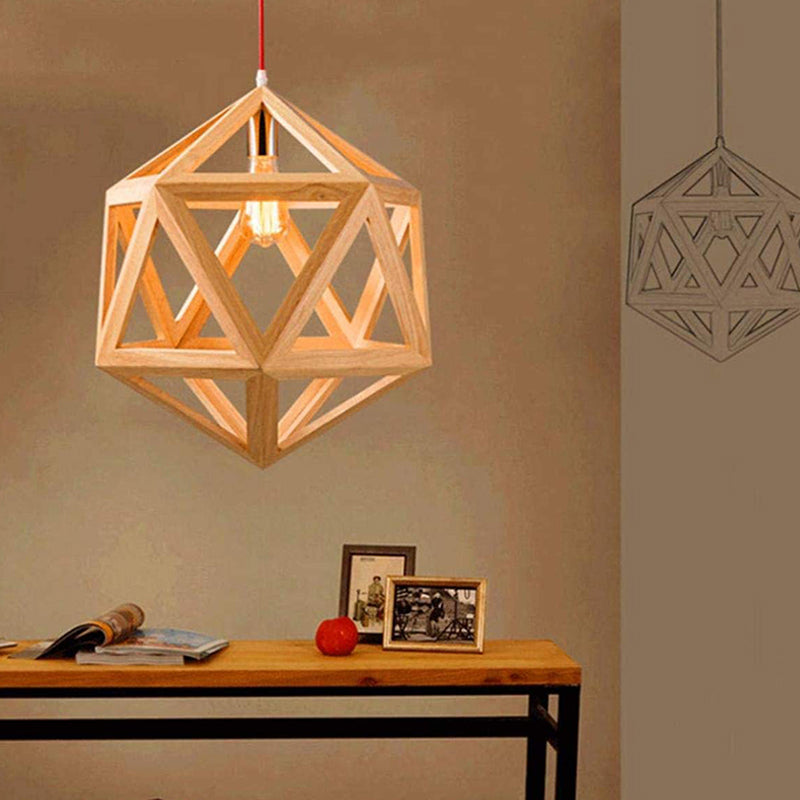 Nordic Loft Style Geometric Wooden Modern Pendant Light