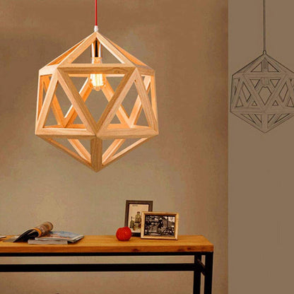Nordic Loft Style Geometric Wooden Modern Pendant Light
