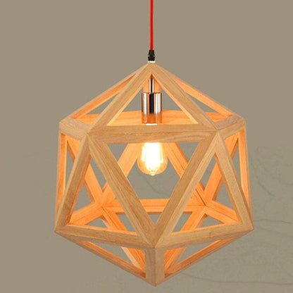 Nordic Loft Style Geometric Wooden Modern Pendant Light