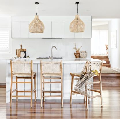 Hand-Woven Rattan Wicker Pendant Light - Japandi Gourd Chandelier