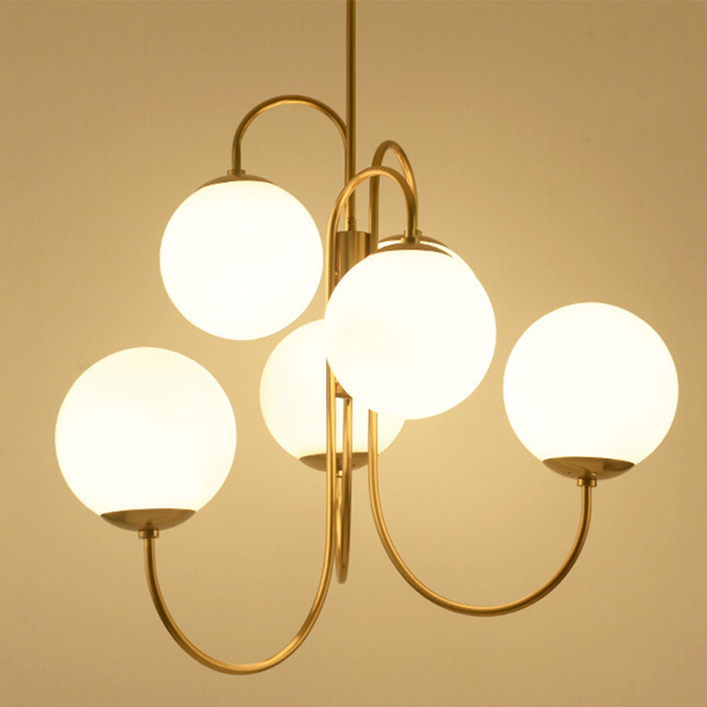 Metal Glass Gooseneck Chandeliers