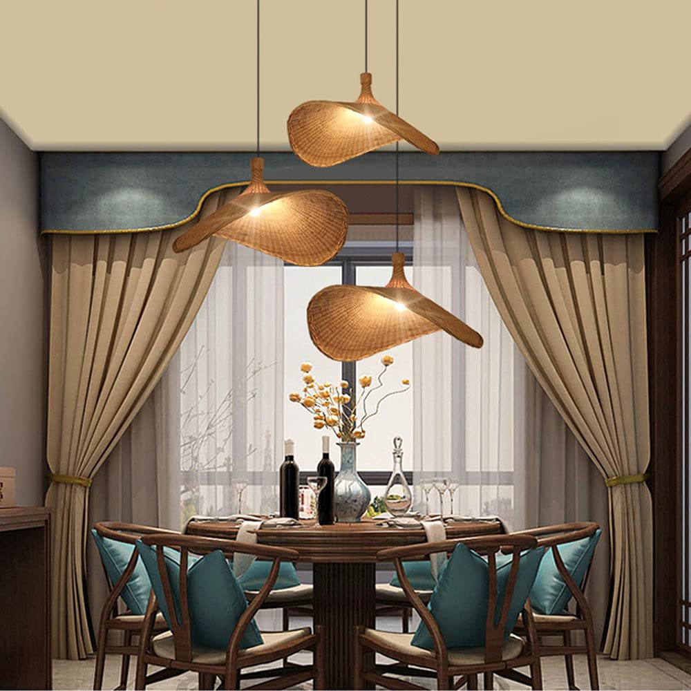 Handmade Bamboo Wicker Straw Hat Pendant Light Shade