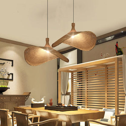 Handmade Bamboo Wicker Straw Hat Pendant Light Shade