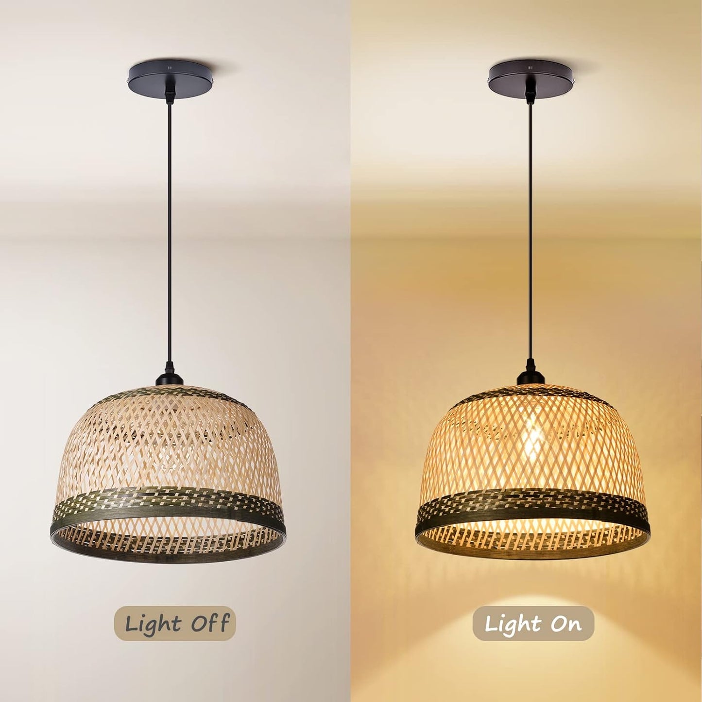 Round Wicker Chandelier Rustic Coastal Ceiling Lamp Dining Room