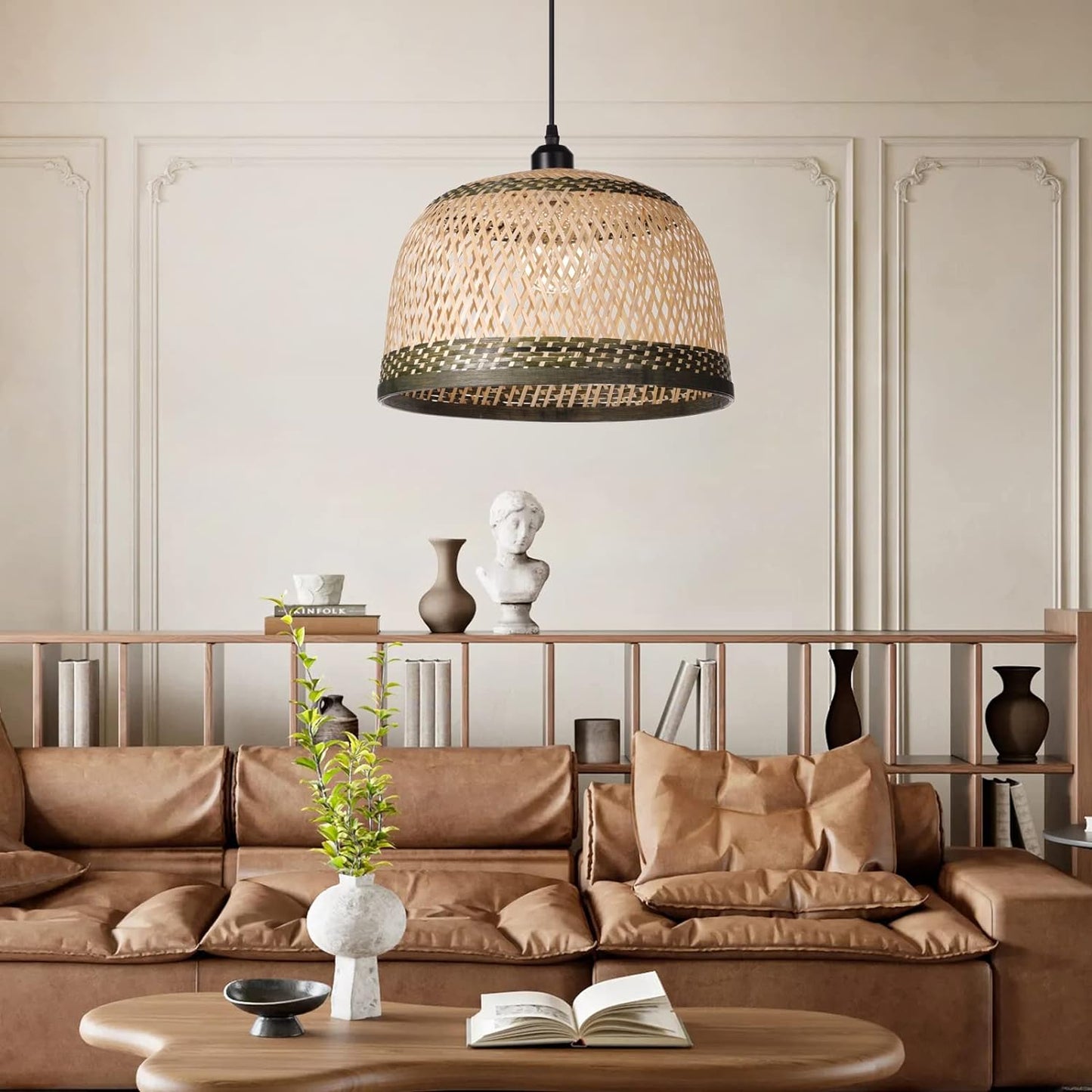 Round Wicker Chandelier Rustic Coastal Ceiling Lamp Dining Room