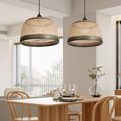 Round Wicker Chandelier Rustic Coastal Ceiling Lamp Dining Room-[Modern pendant lighting for bedroom and living space]-Demolights UK