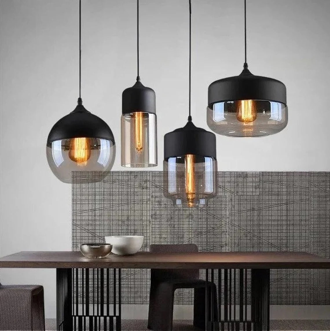 Industrial Lighting Kitchen Rustic Glass Pendant Light-[Modern pendant lighting for bedroom and living space]-Demolights UK