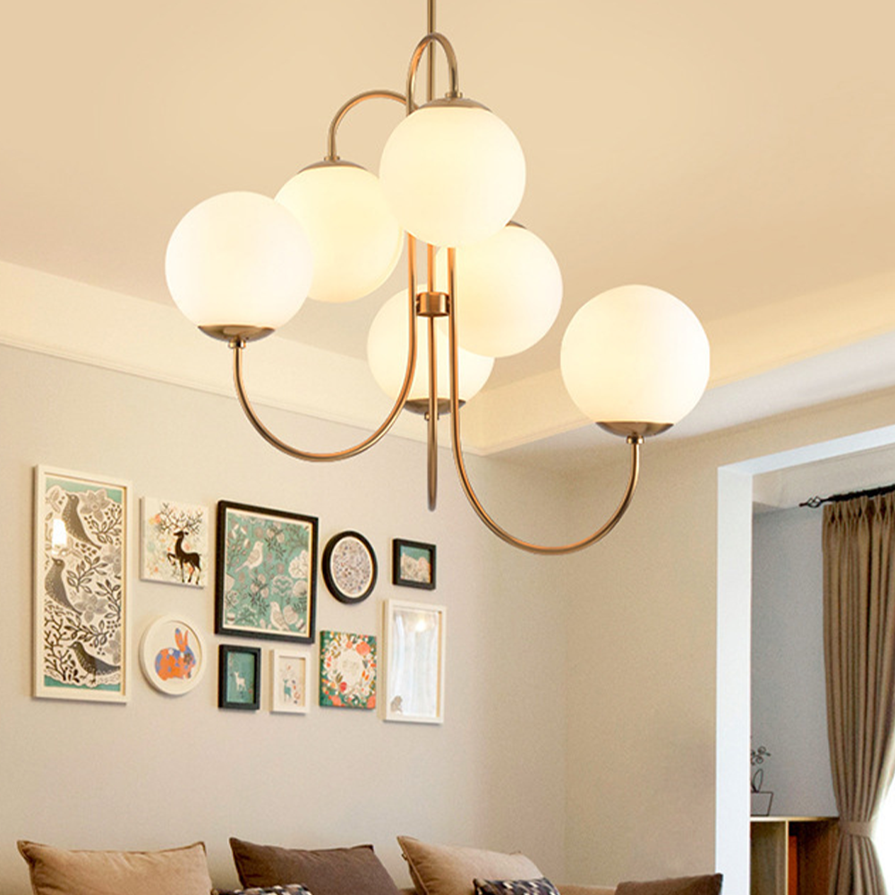 Metal Glass Gooseneck Chandeliers
