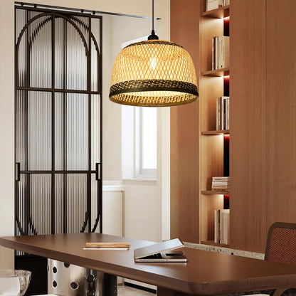 Round Wicker Chandelier Rustic Coastal Ceiling Lamp Dining Room