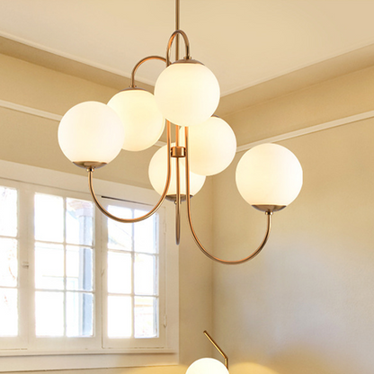 Metal Glass Living Room Gooseneck Chandeliers-[Modern pendant lighting for bedroom and living space]-Demolights UK