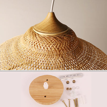 Hand-Woven Rattan Pendant Light | Natural Bamboo Ceiling Fitting