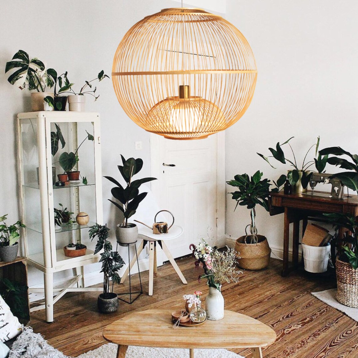 Traditional Bamboo Pendant Artistic Suspension Hanging Light Fixture