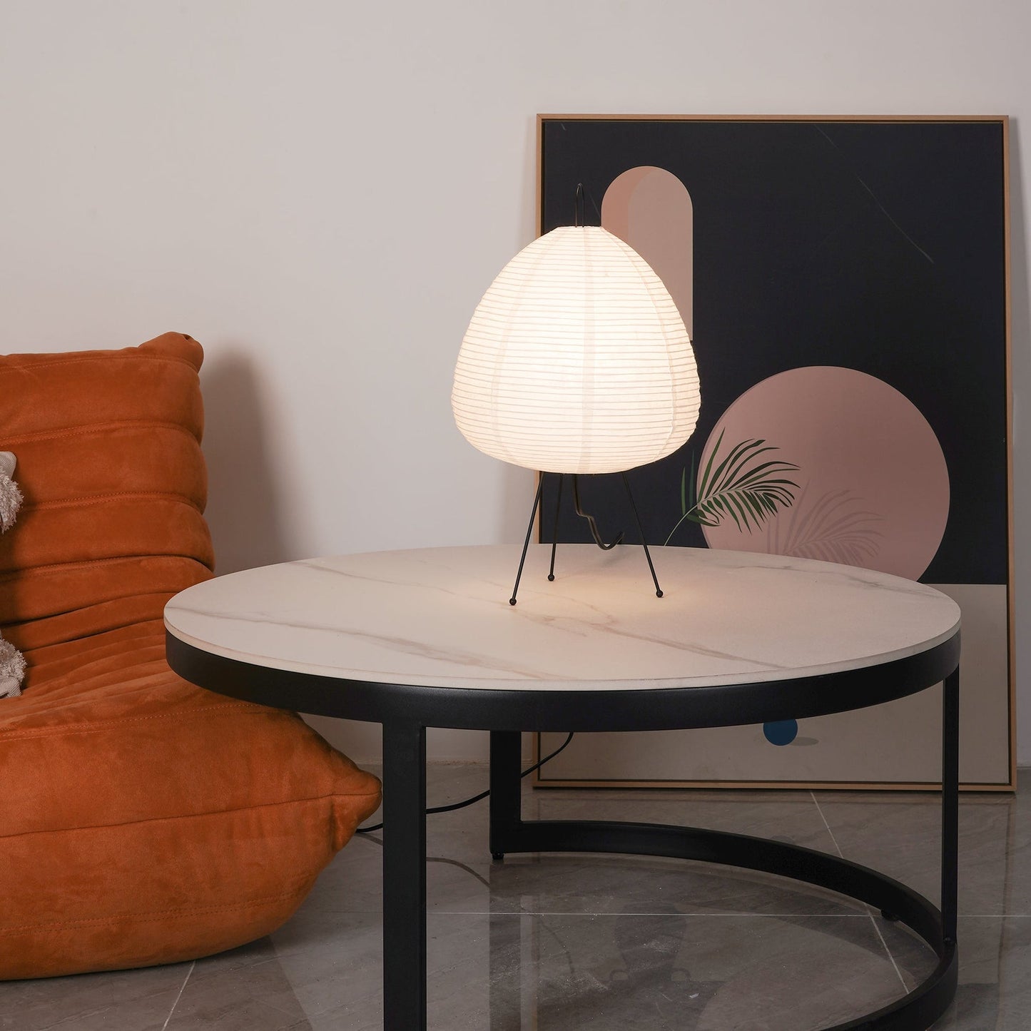 Japanese Style Tripod Rice Paper Table Lamps for Bedroom