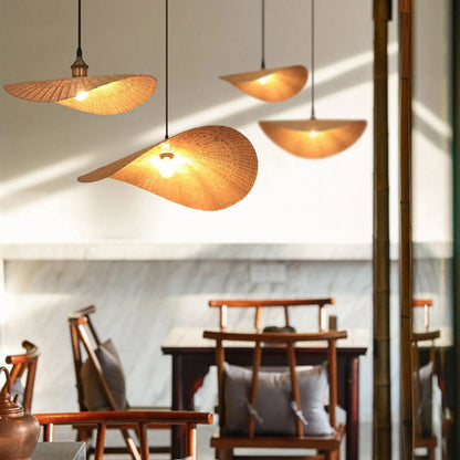 Bamboo Lotus Leaf Shaped Pendant Light