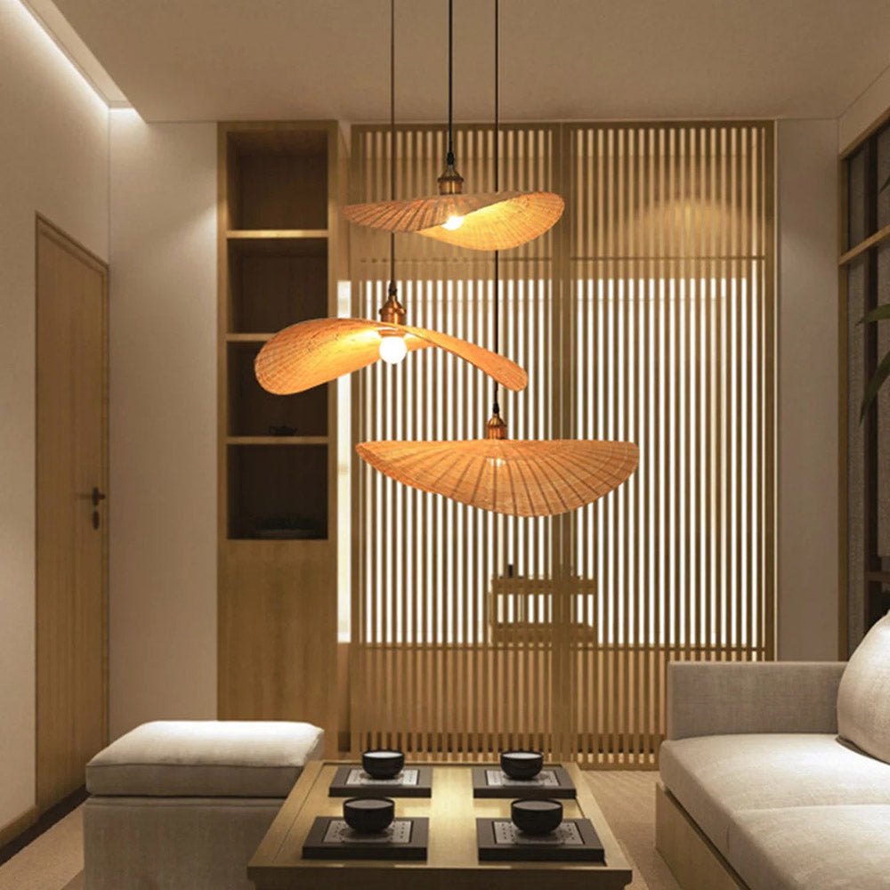 Bamboo Lotus Leaf Shaped Pendant Light