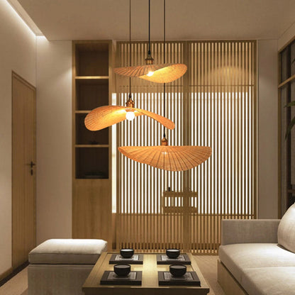 Bamboo Lotus Leaf Shaped Pendant Light