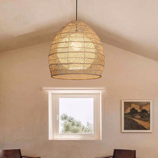 Simple Basket Rattan Wicker Pendant Light Lampshade-[Modern pendant lighting for bedroom and living space]-Demolights UK