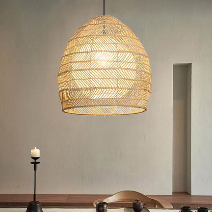 Simple Basket Rattan Wicker Pendant Light Lampshade