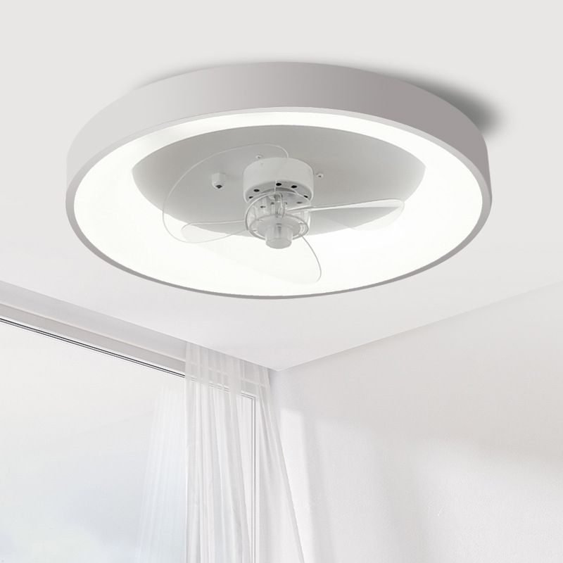 Round Shape Metal Ceiling Fans with Lights in White