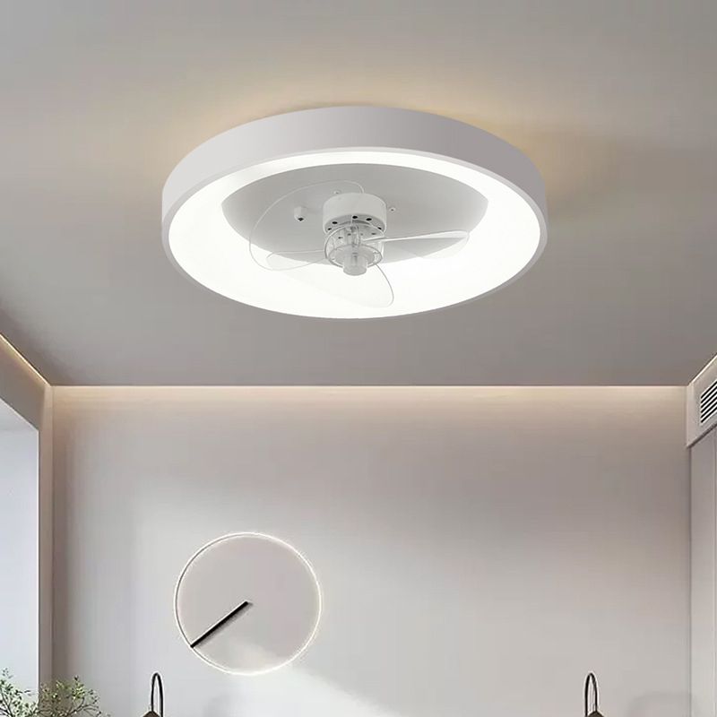 Round Shape Metal Ceiling Fans with Lights in White