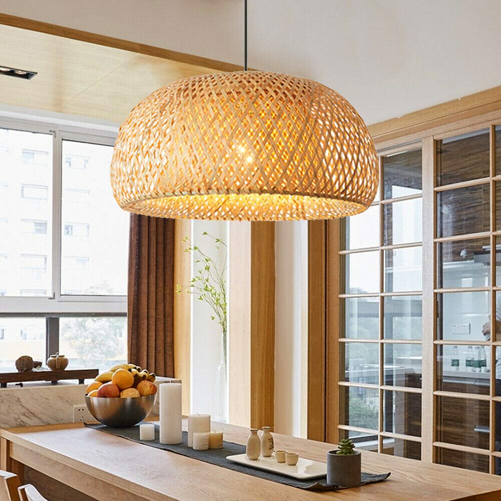 Bamboo Pendant Light, outlet Rattan Lampshade, Hanging Retro Wicker Lamp