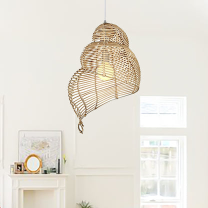 Conch Wicker Lamp Handmade Rattan Light Bamboo Lampshade
