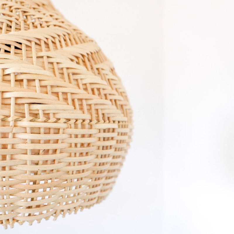 Round Handmade Rattan Lampshade Rustic Wicker Boho Lamp