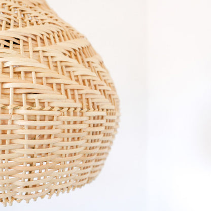 Round Handmade Rattan Lampshade Rustic Wicker Boho Lamp