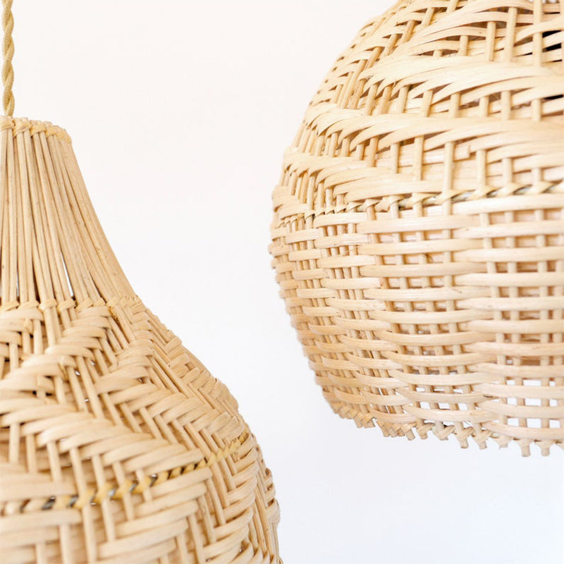 Round Handmade Rattan Lampshade Rustic Wicker Boho Lamp